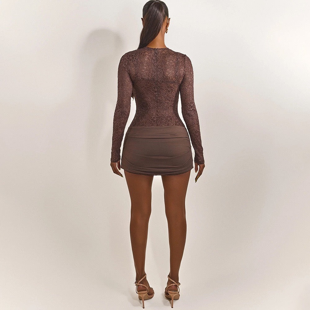 Lace-trimmed mini dress - Jasella