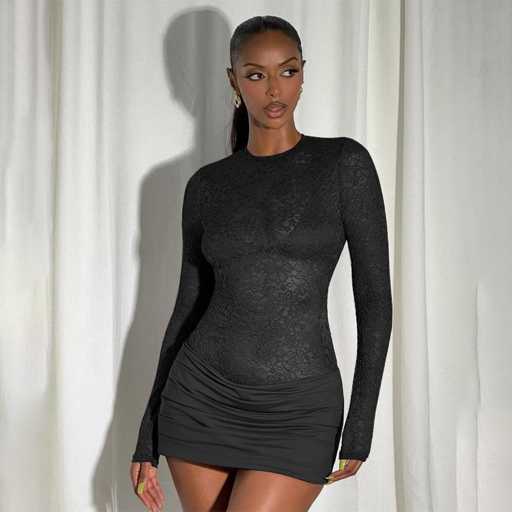 Lace-trimmed mini dress - Jasella