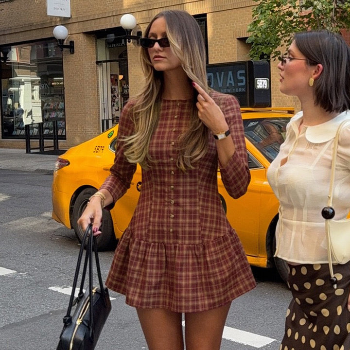 Button-embellished muslin mini dress - Monica