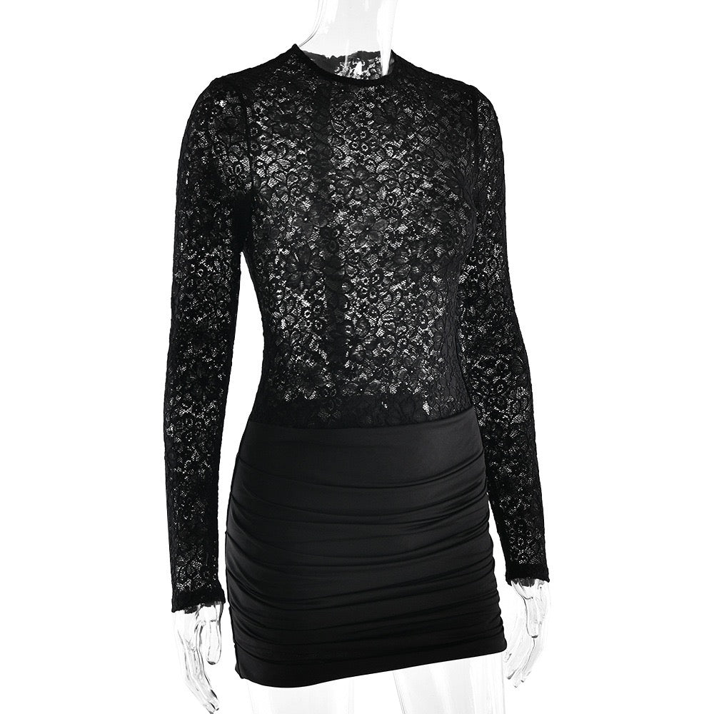 Lace-trimmed mini dress - Jasella