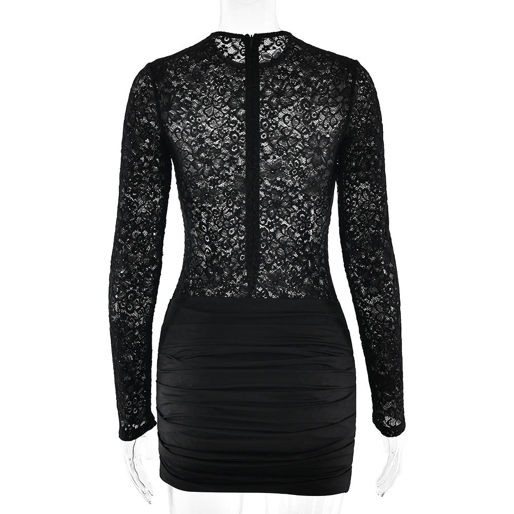 Lace-trimmed mini dress - Jasella