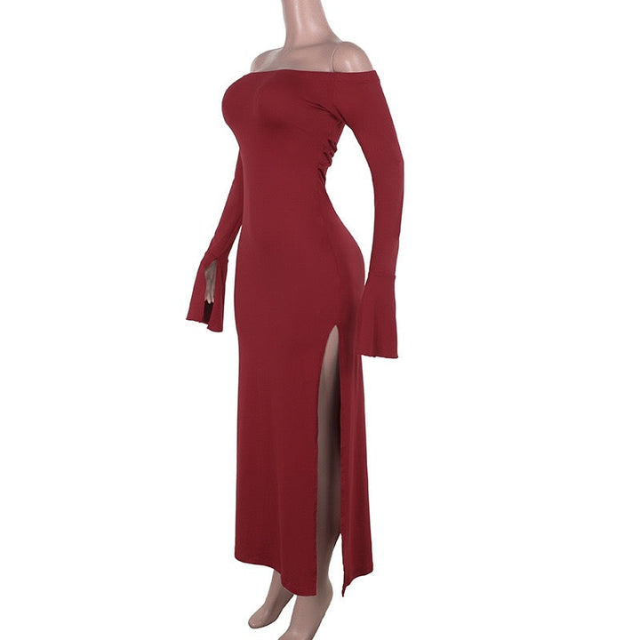 Maxi dress with slit decoration, tie at the back to narrow the waist - Marceline