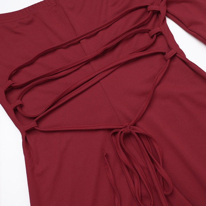 Maxi dress with slit decoration, tie at the back to narrow the waist - Marceline