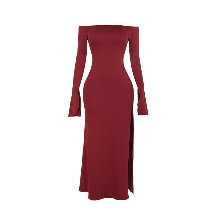 Maxi dress with slit decoration, tie at the back to narrow the waist - Marceline