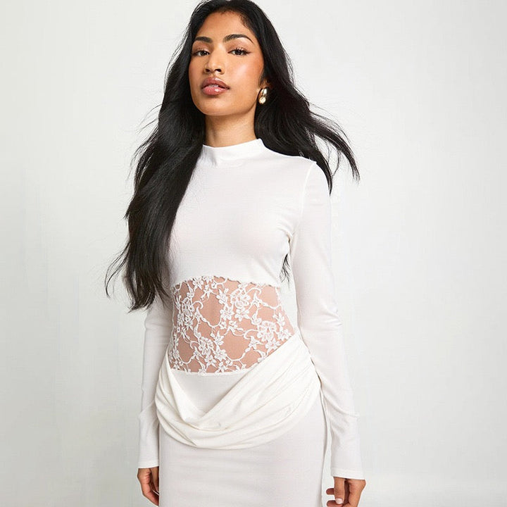 Mini dress with lace and pleats - Erin