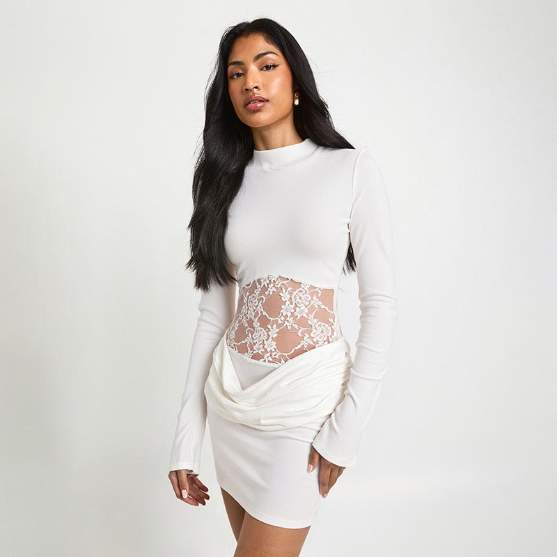 Mini dress with lace and pleats - Erin