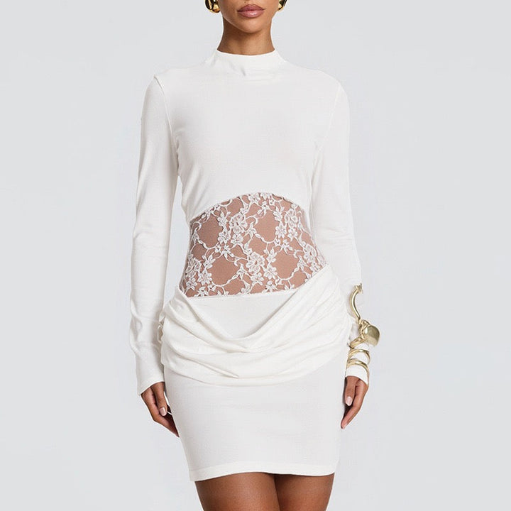 Mini dress with lace and pleats - Erin