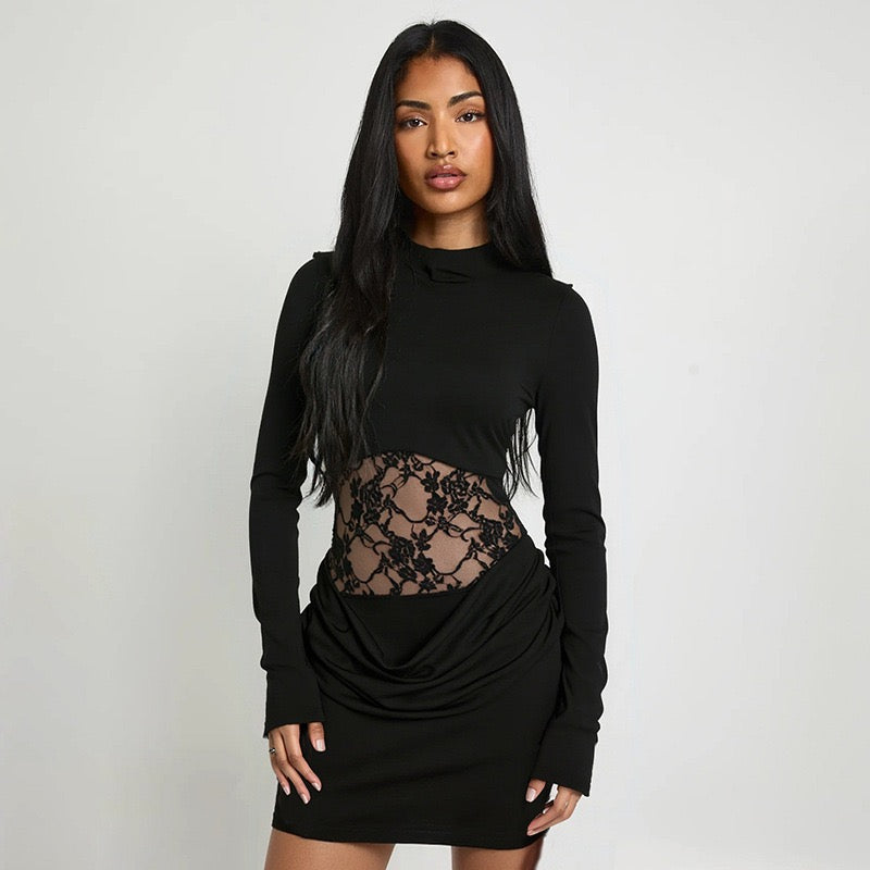 Mini dress with lace and pleats - Erin