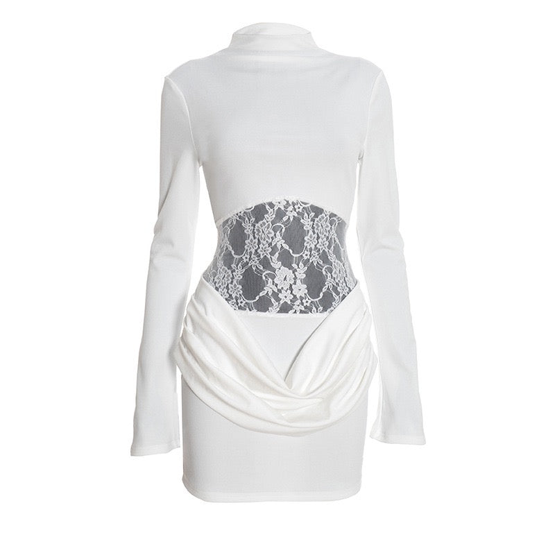 Mini dress with lace and pleats - Erin