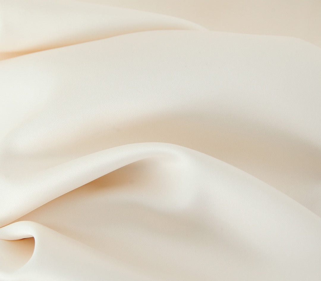 Asymmetrical satin mini dress with gathers at the chest - Almond