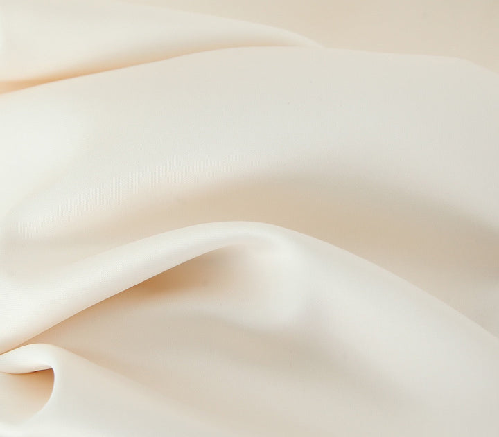 Asymmetrical satin mini dress with gathers at the chest - Almond