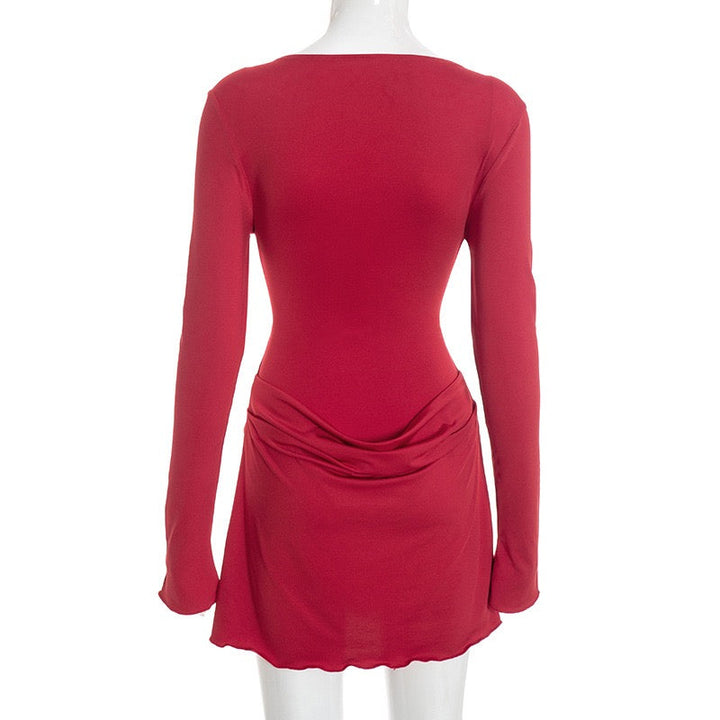 Mini dress with bodysuit design and pleats - Tahal