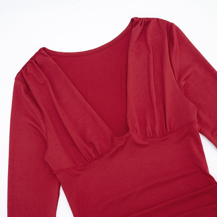 Mini dress with bodysuit design and pleats - Tahal