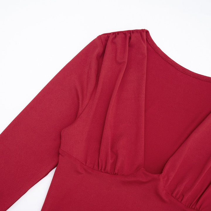 Mini dress with bodysuit design and pleats - Tahal