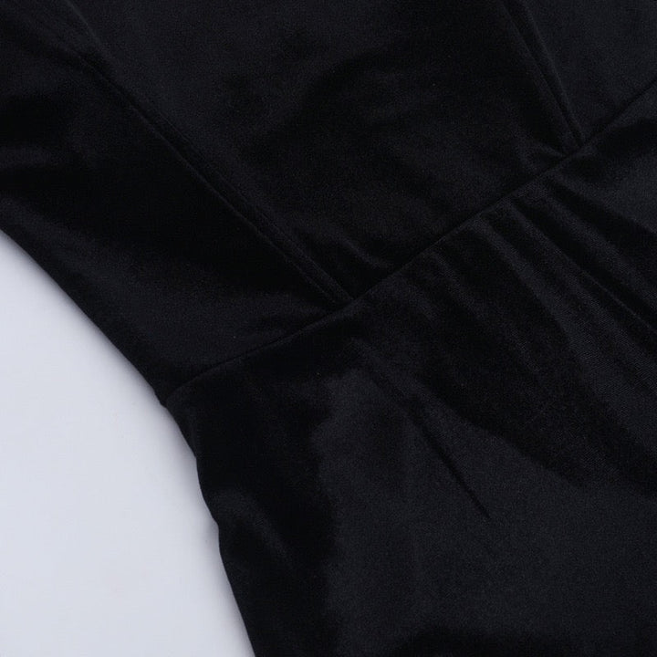 Strapless mini dress with velvet corset design and puffy balloon skirt - Lysana