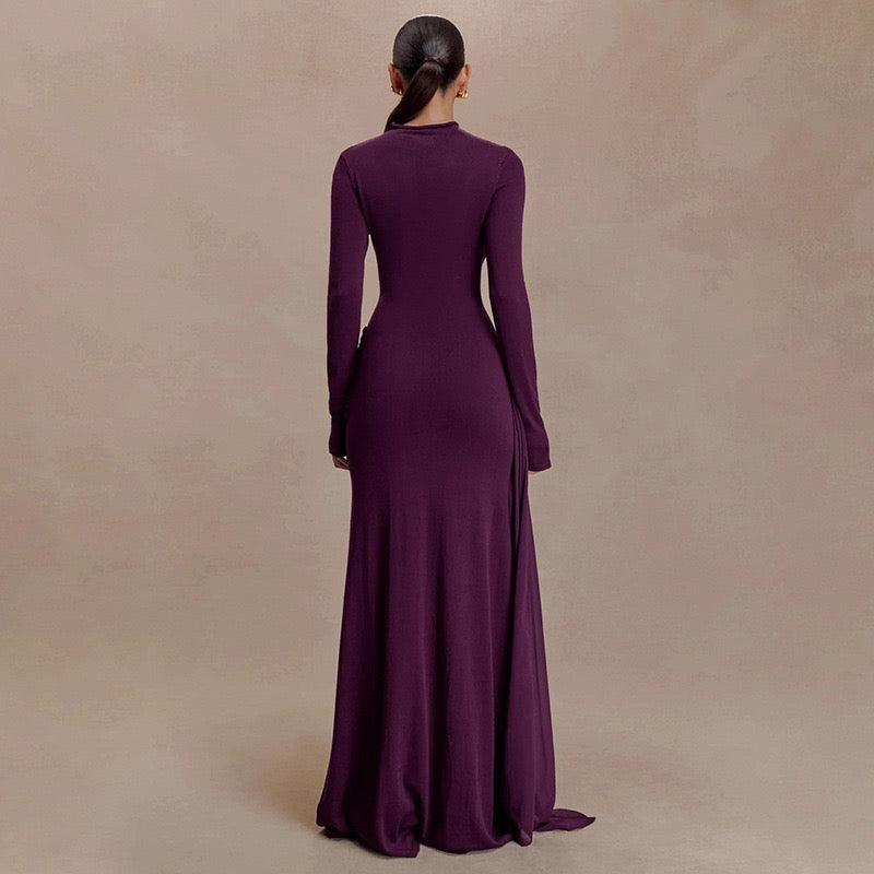 Maxi dress with gathered design and a train - Hillel