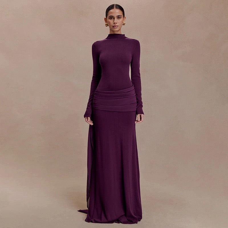 Maxi dress with gathered design and a train - Hillel