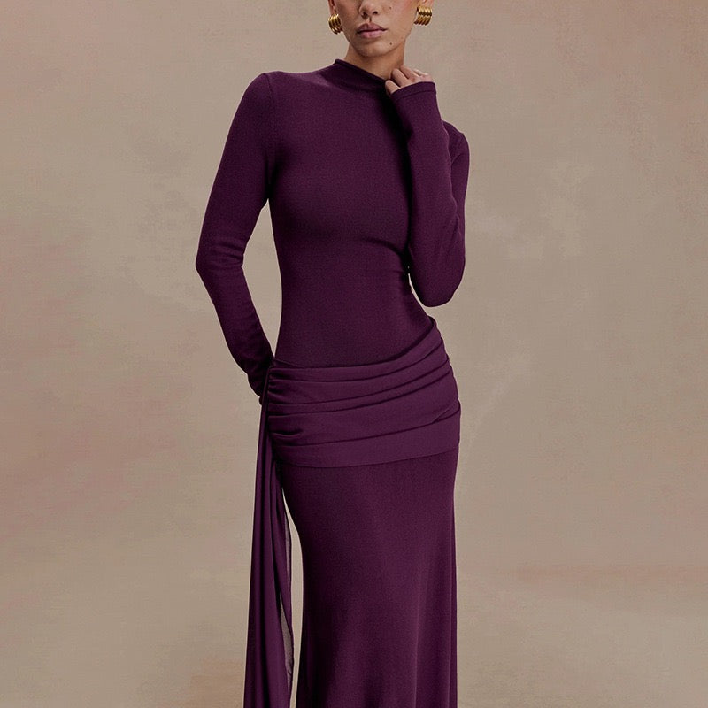 Maxi dress with gathered design and a train - Hillel