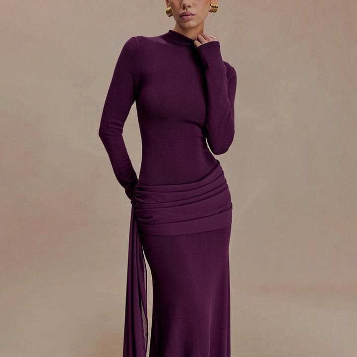 Maxi dress with gathered design and a train - Hillel