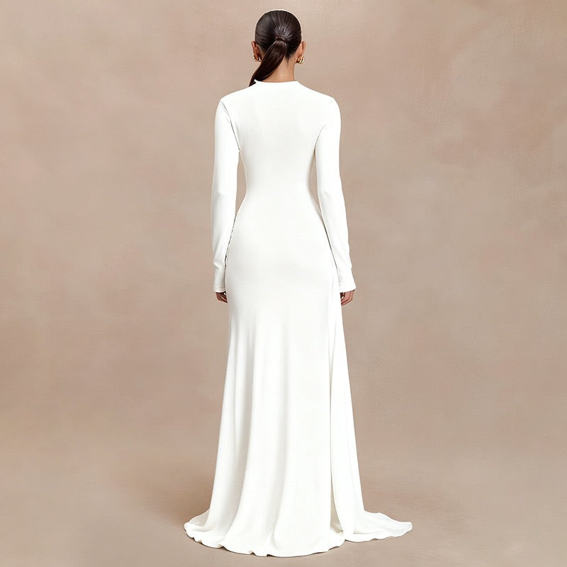 Maxi dress with gathered design and a train - Hillel