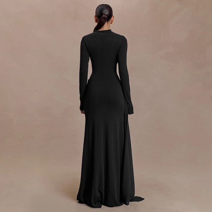 Maxi dress with gathered design and a train - Hillel