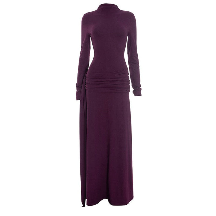 Maxi dress with gathered design and a train - Hillel