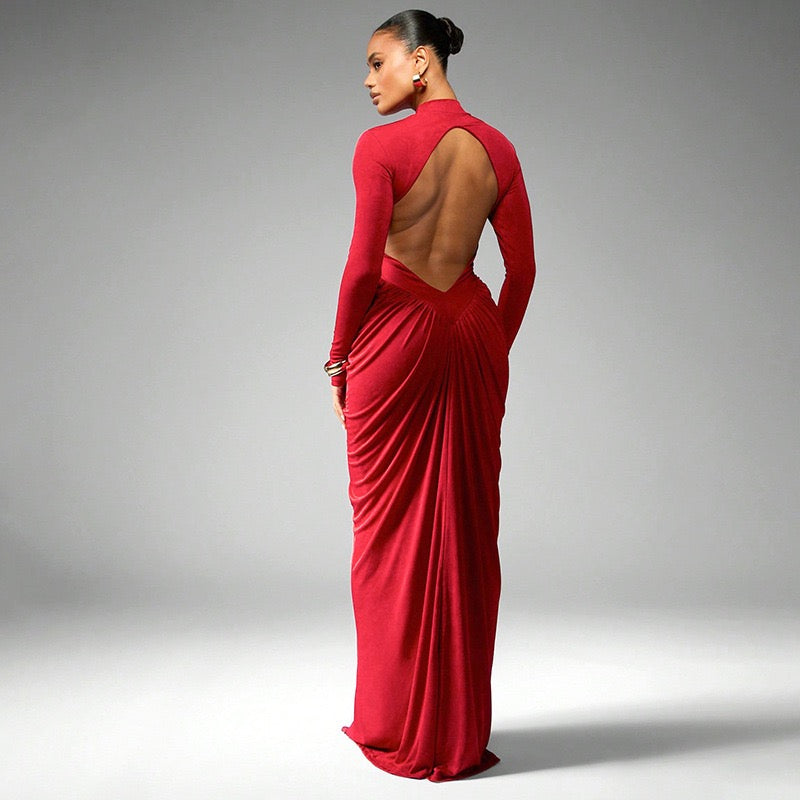 Maxi dress with gathers and slit design - Lola