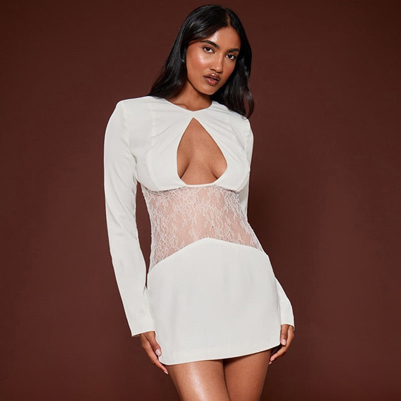 Mini dress with lace design and opening - Ori