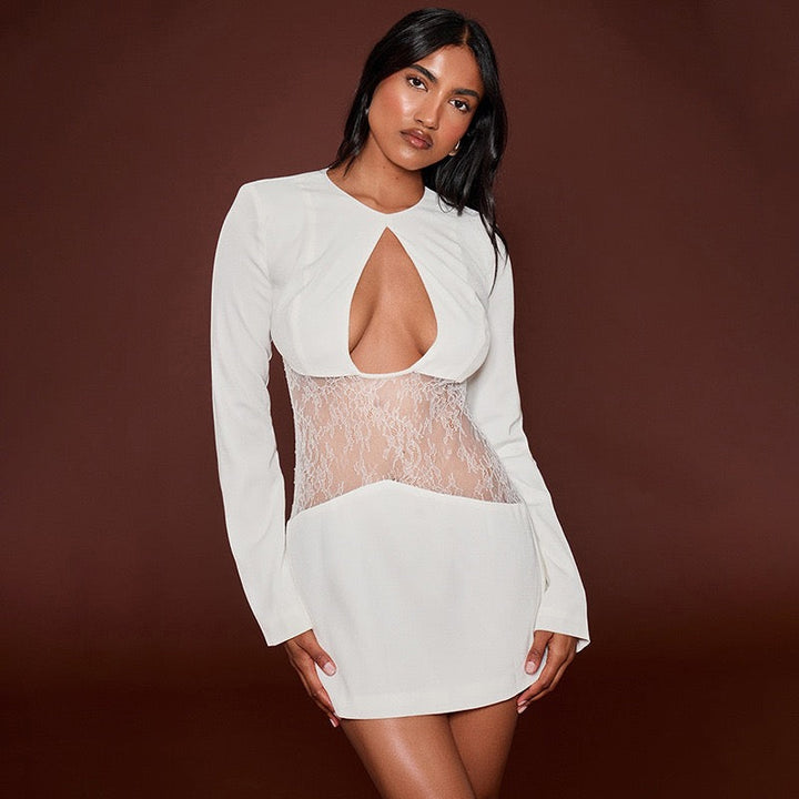 Mini dress with lace design and opening - Ori