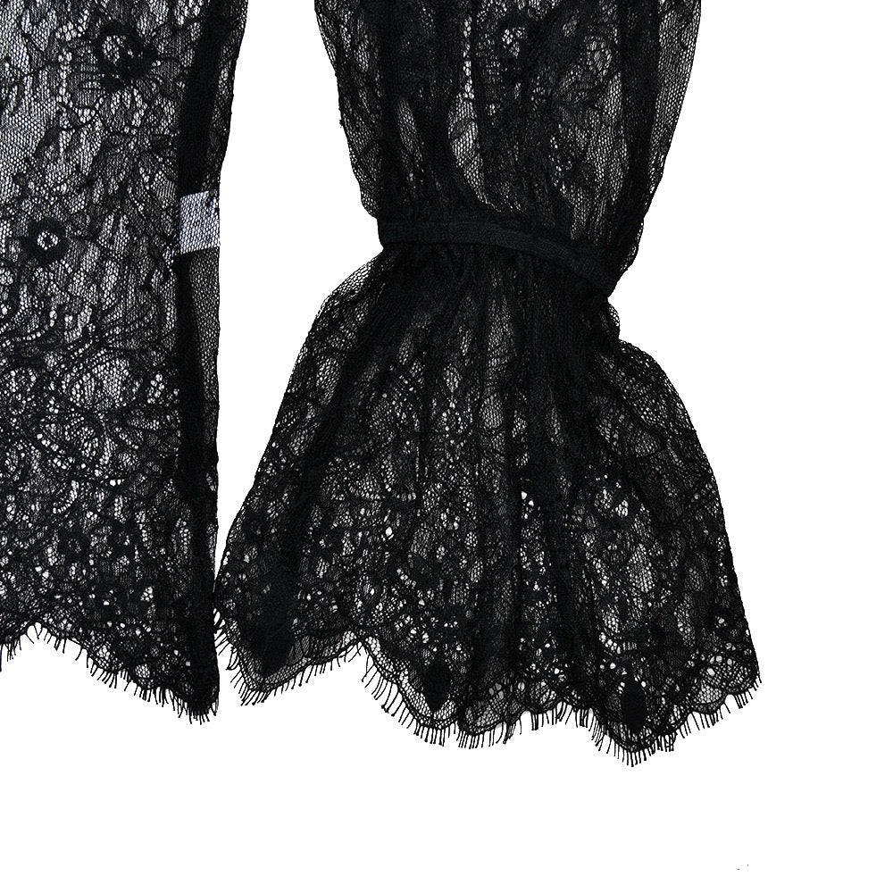 Sheer lace mini dress with turtleneck - ELLE