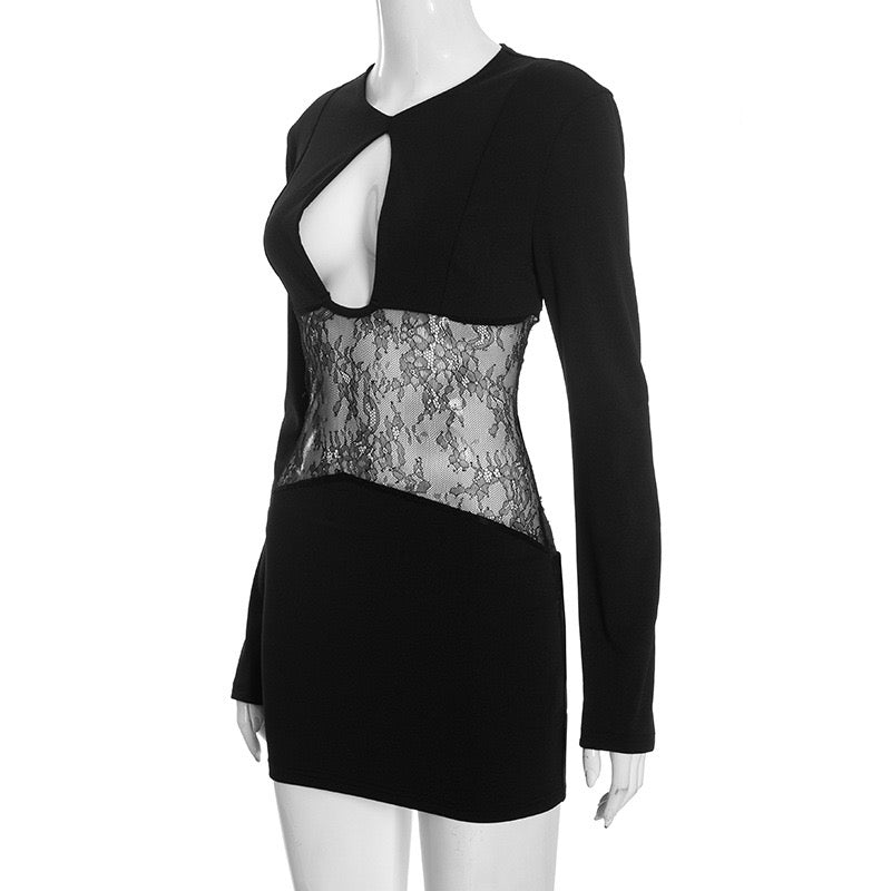 Mini dress with lace design and opening - Ori