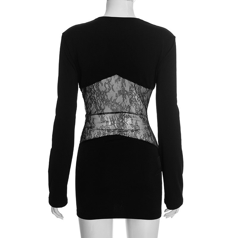 Mini dress with lace design and opening - Ori