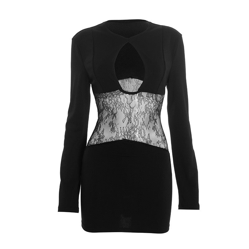 Mini dress with lace design and opening - Ori