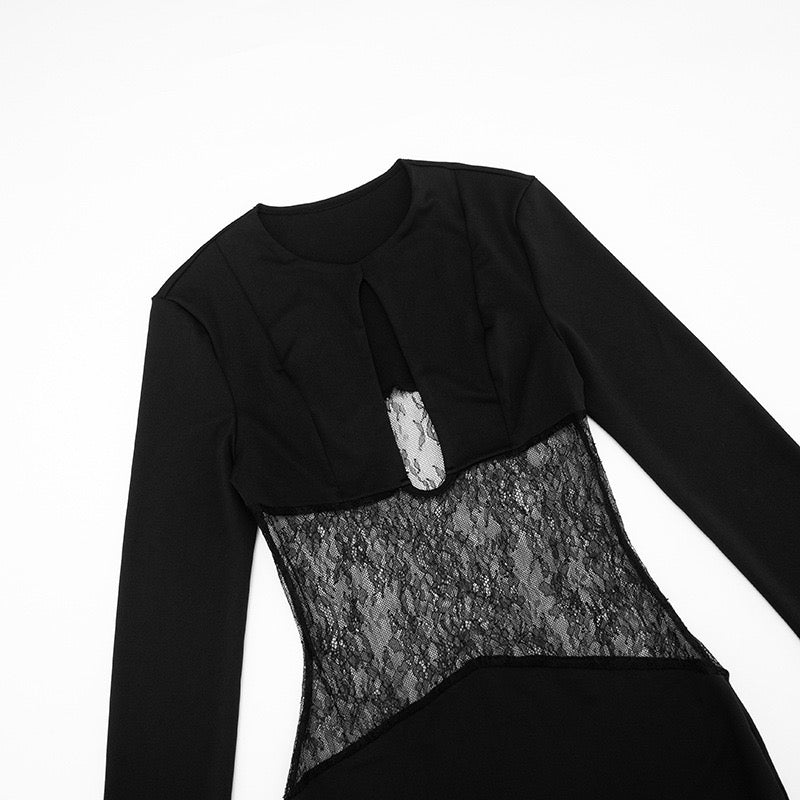 Mini dress with lace design and opening - Ori