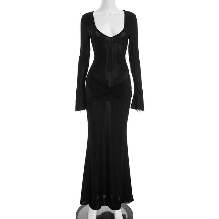 Maxi dress with bell sleeves and cross design - Neta