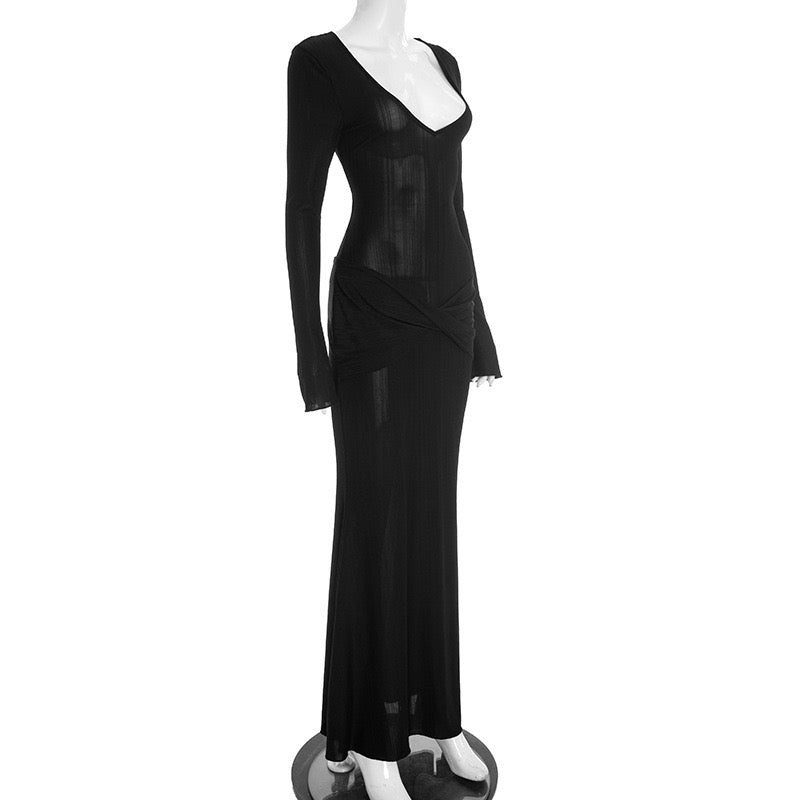 Maxi dress with bell sleeves and cross design - Neta