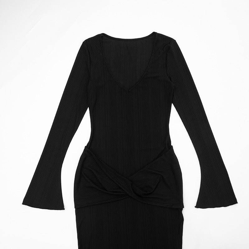 Maxi dress with bell sleeves and cross design - Neta