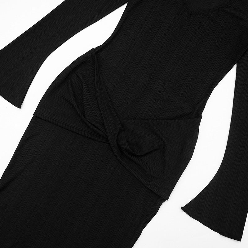 Maxi dress with bell sleeves and cross design - Neta