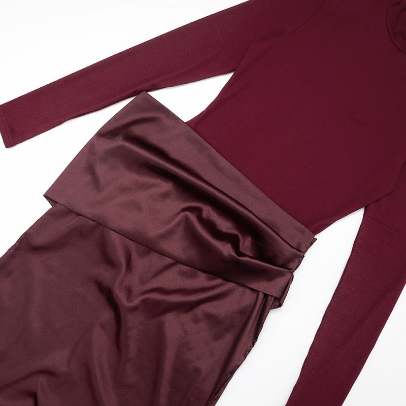 Maxi dress in satin design with turtleneck - Shiraz