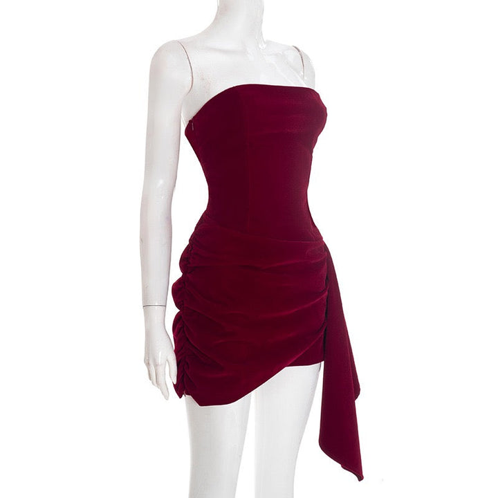 Elegant velvet strapless mini dress - Reiji