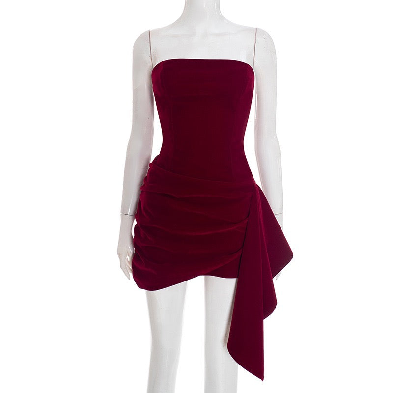 Elegant velvet strapless mini dress - Reiji