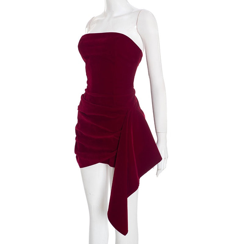 Elegant velvet strapless mini dress - Reiji