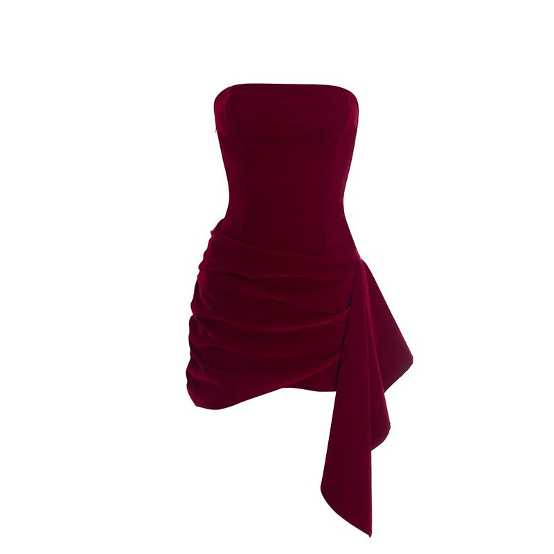 Elegant velvet strapless mini dress - Reiji