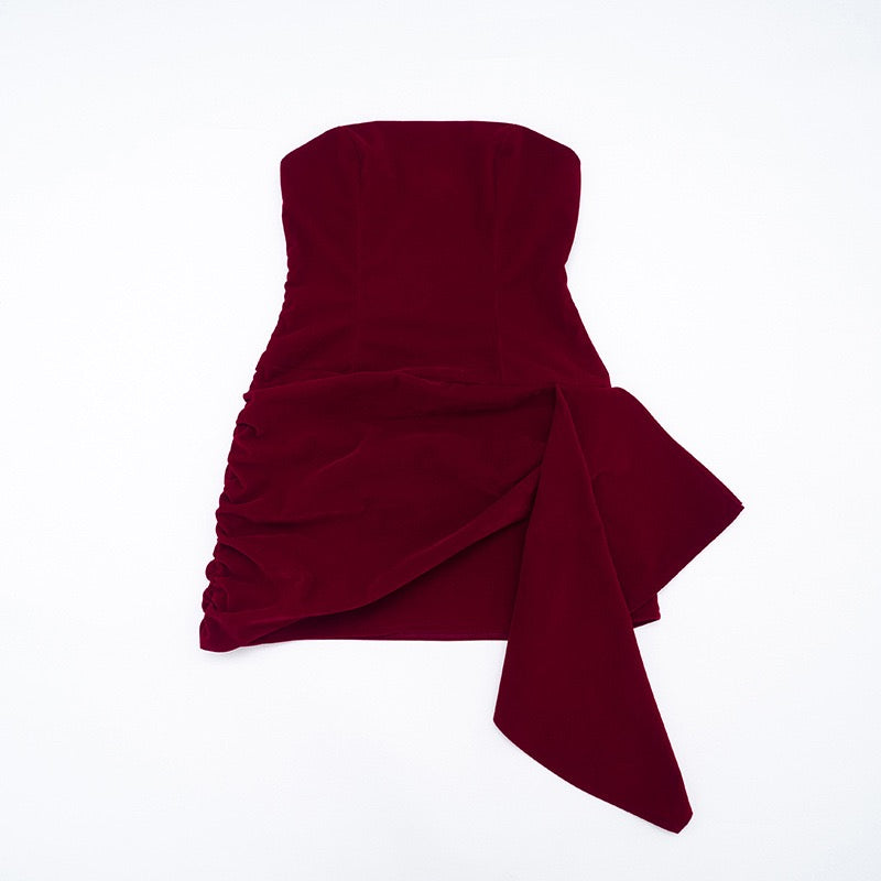 Elegant velvet strapless mini dress - Reiji