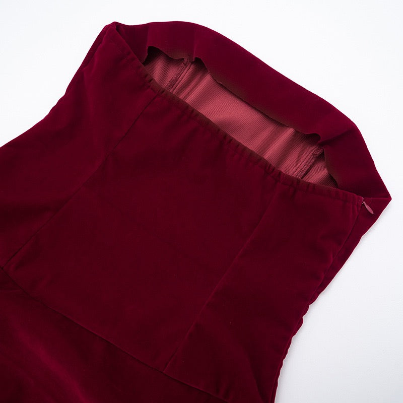 Elegant velvet strapless mini dress - Reiji
