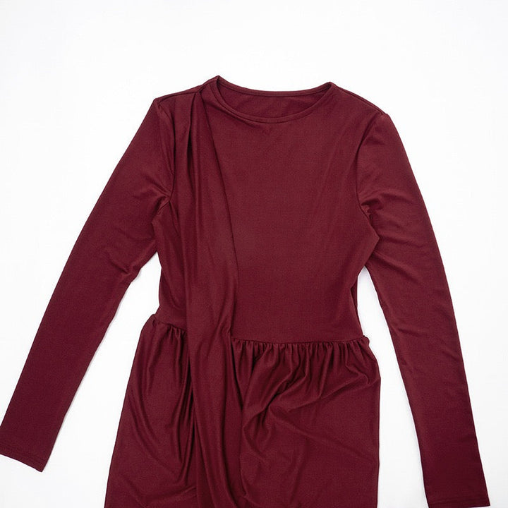 Maxi dress with gathers and slit design - Jackie