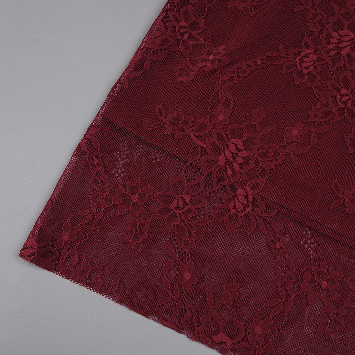 One-shoulder lace maxi dress with a corset and pleated design - ARGAMAN