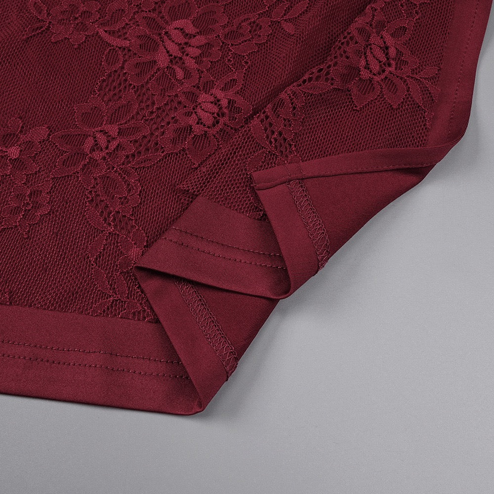 One-shoulder lace maxi dress with a corset and pleated design - ARGAMAN