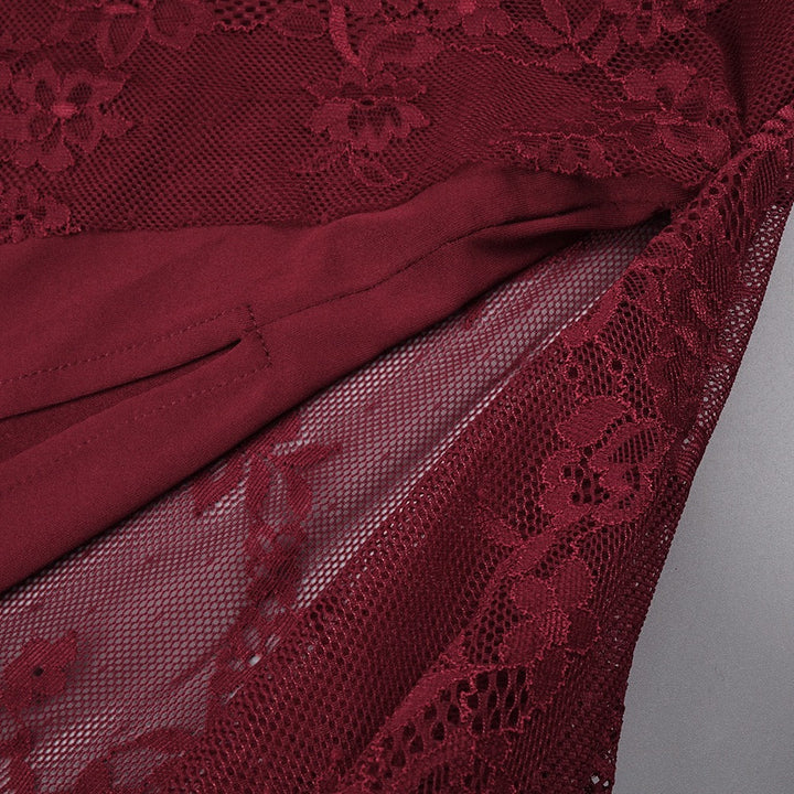One-shoulder lace maxi dress with a corset and pleated design - ARGAMAN
