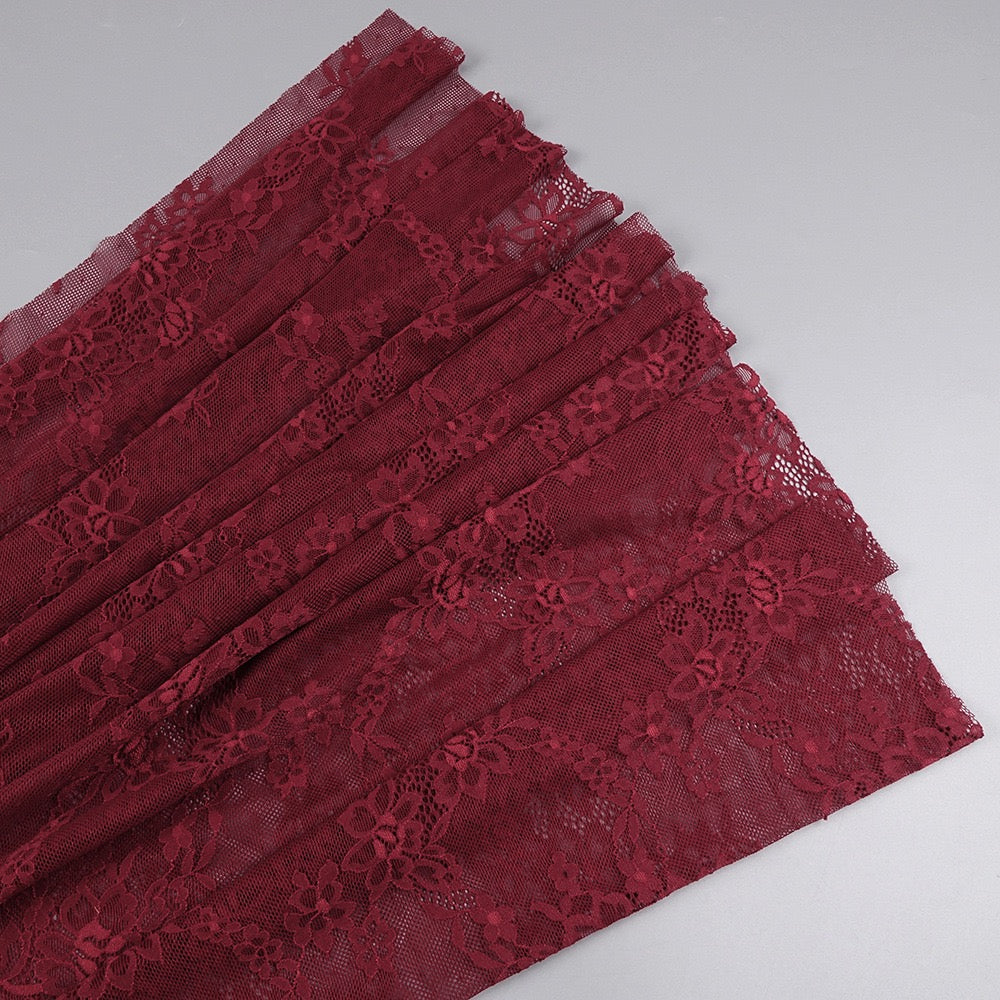 One-shoulder lace maxi dress with a corset and pleated design - ARGAMAN